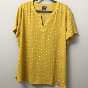 Van Heusen Gold/White Polka Dot Blouse size XXL